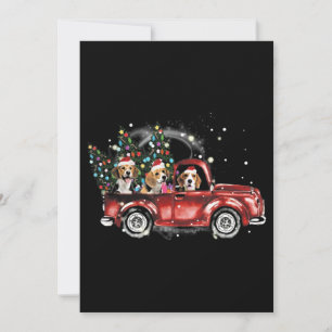 Beagle Hunde reiten Red Truck Weihnachtsgeschenke Ankündigung