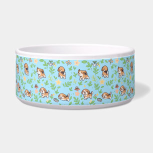 Beagle-Hunde-Schüssel-Frühlings-Blumen-Kawaii-Haus Napf