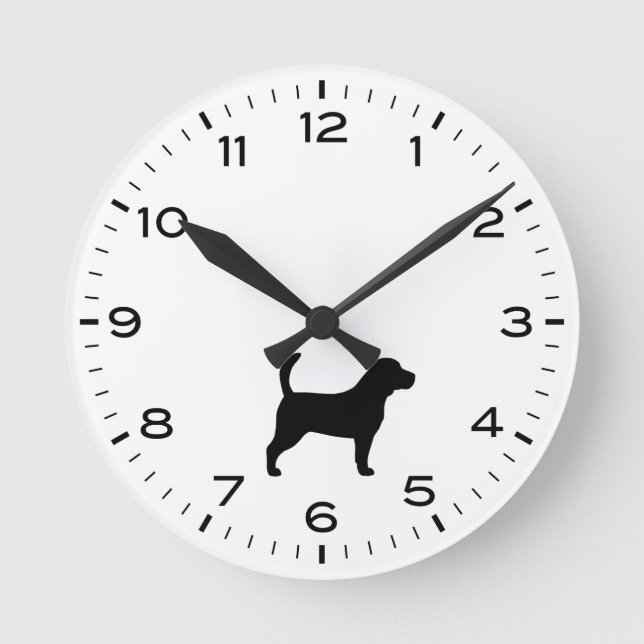 Beagle Hunde Silhouette Runde Wanduhr (Vorderseite)