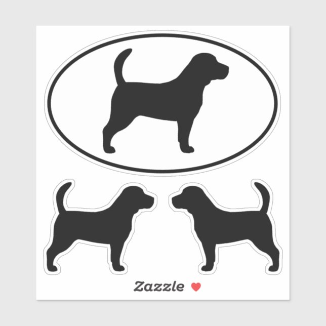 Beagle Hunde Silhouetten Vinyl Sticker Set (Blatt)