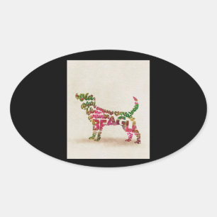 Beagle Hunde Süssen Ovaler Aufkleber