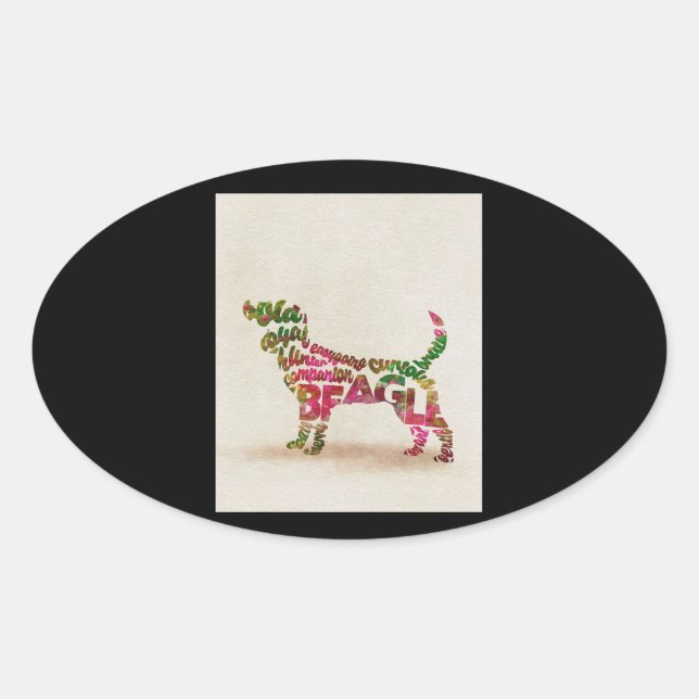 Beagle Hunde Süssen Ovaler Aufkleber (Vorderseite)