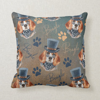 Beagle-Hunde-und Tatzen-Drucke Steampunk Art, Kissen