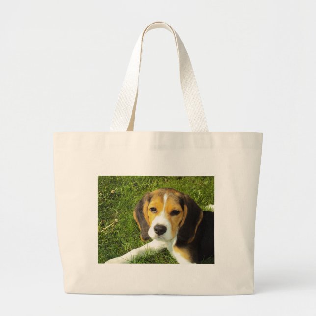 Beagle-Hundehaustier-Tier-FriedensLiebe Jumbo Stoffbeutel (Vorne)