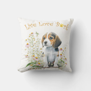 Beagle-Hundemama Blumen Kissen