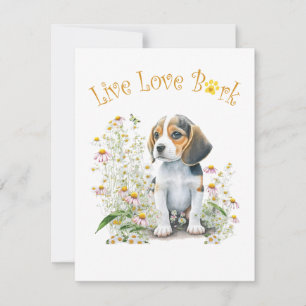 Beagle-Hundemama-Blumen Mitteilungskarte