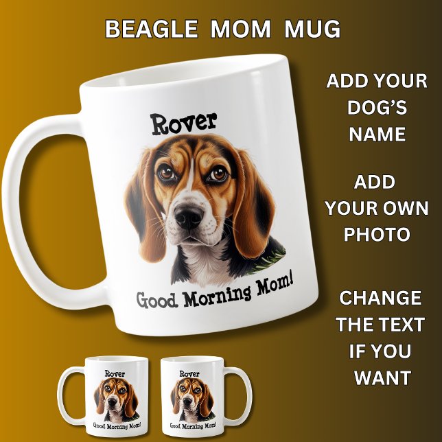 Beagle, Hundename hinzufügen, Foto ändern Kaffeetasse (Von Creator hochgeladen)