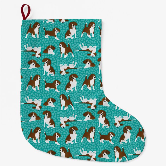 Beagle-Hunderasse - Türkis Großer Weihnachtsstrumpf (Vorderseite)