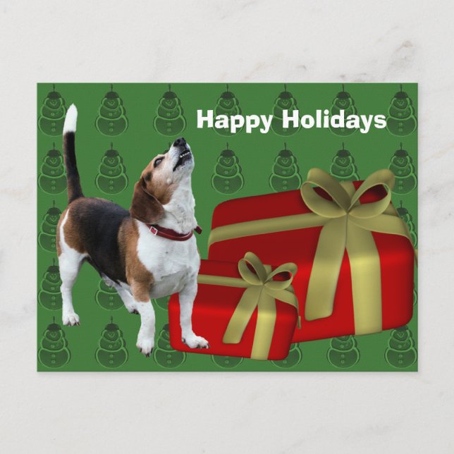 Beagle-Hundeweihnachtsfeiertags-Postkarte Feiertagspostkarte (Vorderseite)