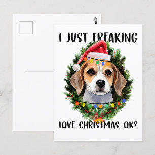 Beagle I gerade Freaking Liebe Weihnachten Weihnac Postkarte