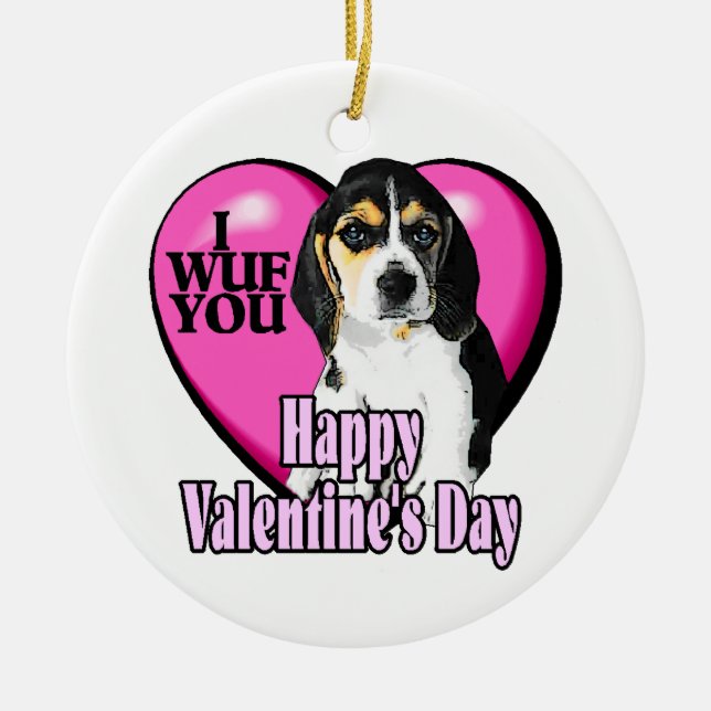 Beagle I Wuf Keramik Ornament (Vorne)