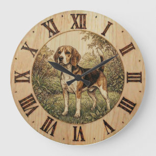 Beagle im Frühlingspark Wanduhr