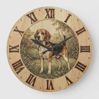 Beagle im Frühlingspark Wanduhr