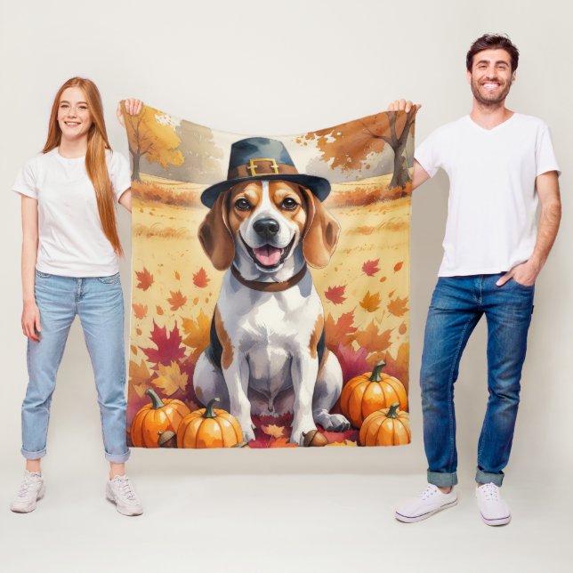 Beagle im Herbst lässt Erntedank Kunst Fleecedecke (Beispiel)