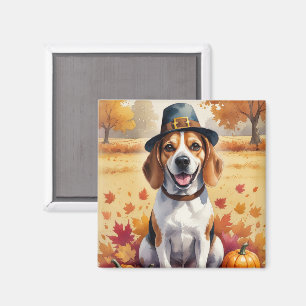 Beagle im Herbst lässt Erntedank Kunst Magnet