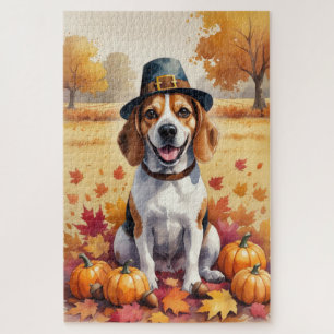 Beagle im Herbst lässt Erntedank Kunst Puzzle