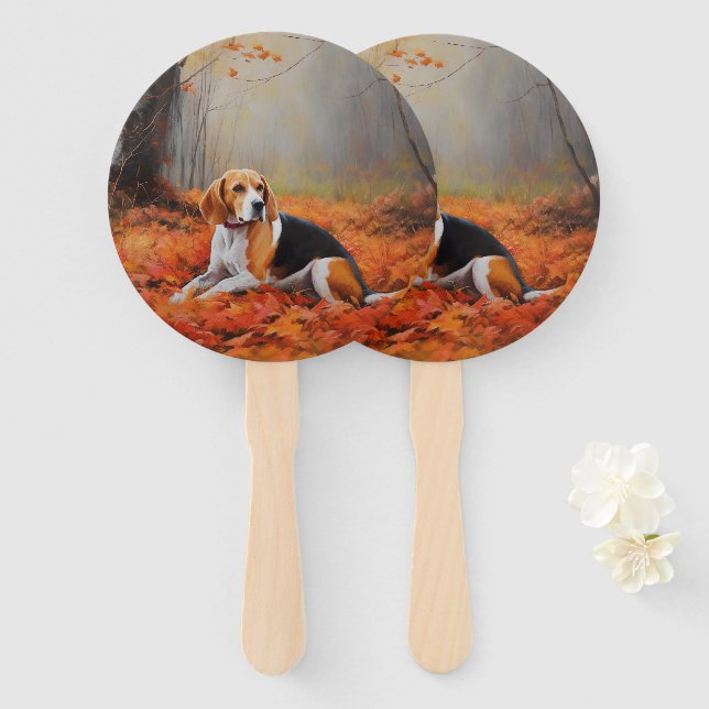 Beagle im Herbst Leaves Fall Inspiriert Fächer (Vorne und Hinten)