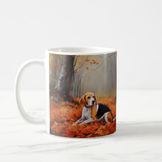 Beagle im Herbst Leaves Fall Inspiriert Kaffeetasse (Links)