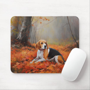 Beagle im Herbst Leaves Fall Inspiriert Mousepad