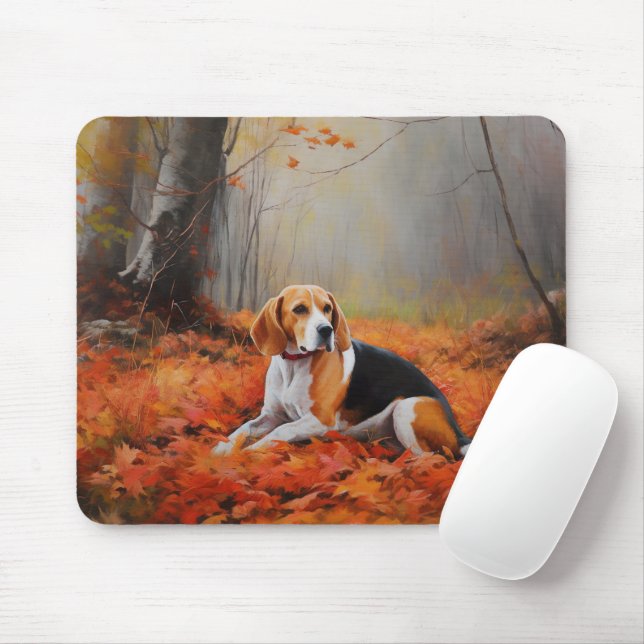 Beagle im Herbst Leaves Fall Inspiriert Mousepad (Mit Mouse)