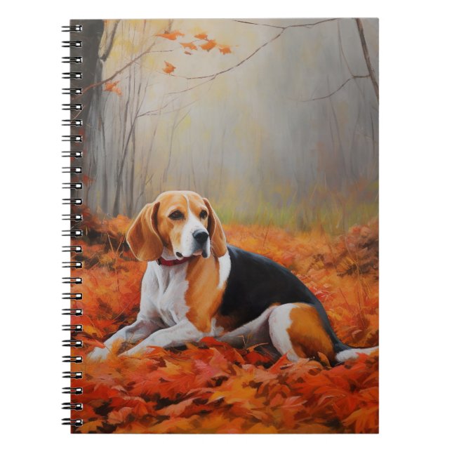 Beagle im Herbst Leaves Fall Inspiriert Notizblock (Vorderseite)