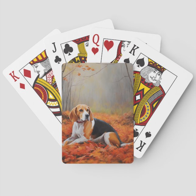 Beagle im Herbst Leaves Fall Inspiriert Spielkarten (Rückseite)