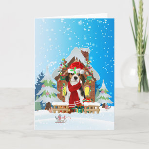 Beagle im Schnee mit Weihnachtsgeschenken Karte