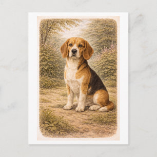 Beagle im Vintage-Stil Postkarte