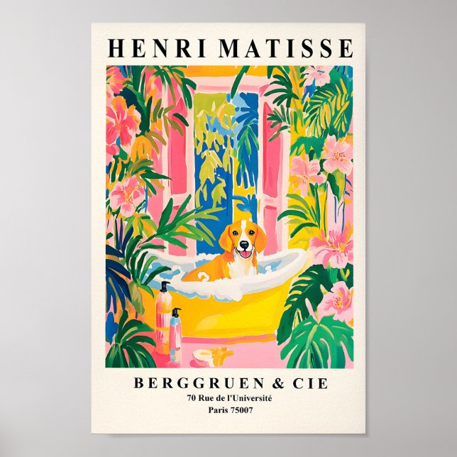 Beagle in der Badewanne Print, Funny Bad Wall Art, Poster (Vorne)