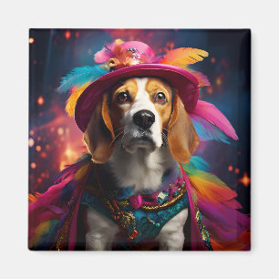 Beagle in einem Federhut Magnet