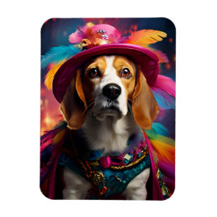 Beagle in einem Federhut Magnet