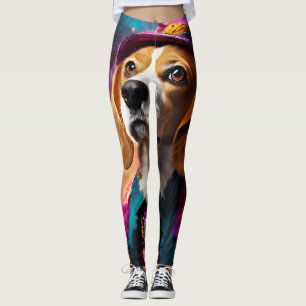 Beagle in einem rosa Hut Leggings