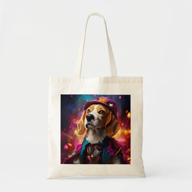 Beagle in einem rosa Hut Tragetasche (Vorne)