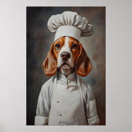 Beagle in Kochmütze Poster, Haustierposter, Beagle Poster