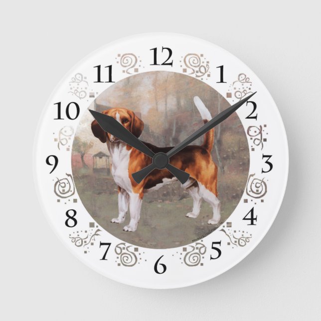 Beagle in Ländereinstellungen Runde Wanduhr (Vorderseite)