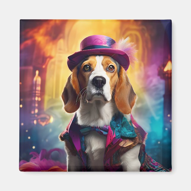 Beagle in lebendiger Kostüm Magnet (Vorne)