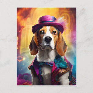 Beagle in lebendiger Kostüm Postkarte
