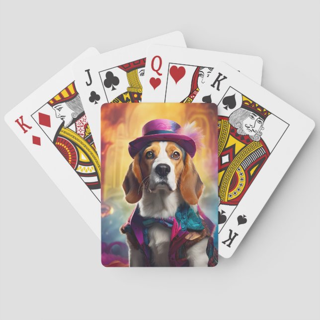 Beagle in lebendiger Kostüm Spielkarten (Rückseite)