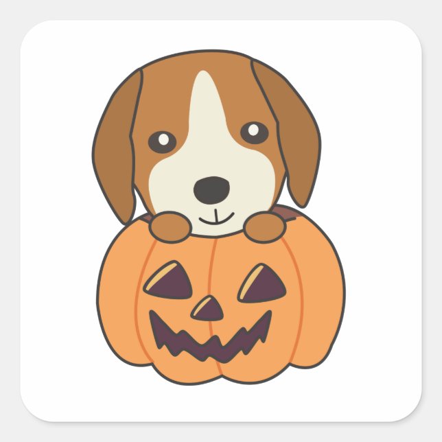 Beagle in Pumpkin Sweet Hunde glückliche Halloween Quadratischer Aufkleber (Vorderseite)