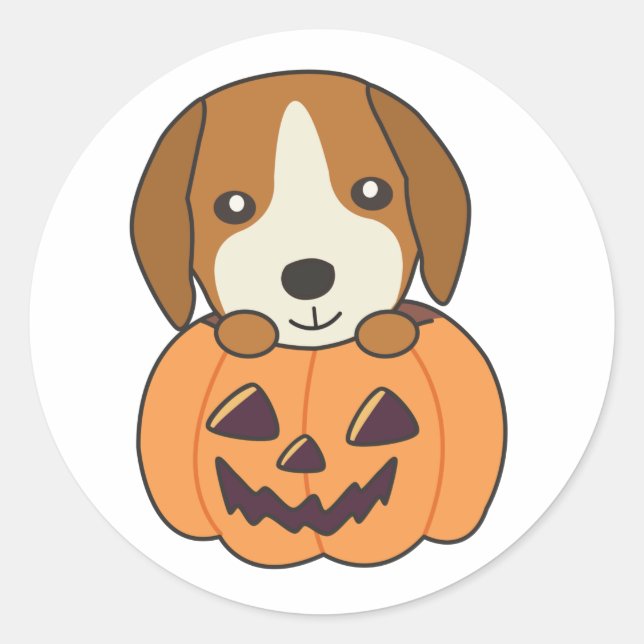 Beagle in Pumpkin Sweet Hunde glückliche Halloween Runder Aufkleber (Vorderseite)