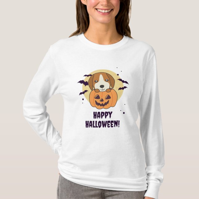 Beagle in Pumpkin Sweet Hunde glückliche Halloween T-Shirt (Vorderseite)