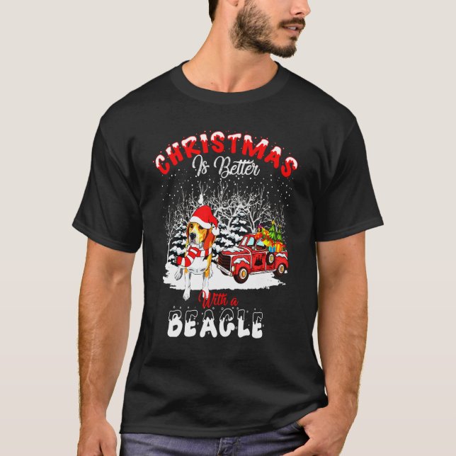 Beagle ist besser Hund Light Tree Xmas T-Shirt (Vorderseite)