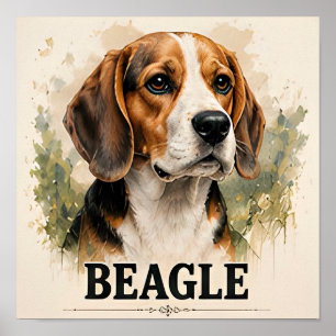 Beagle-Jagdhund-Porträt Premium-Kunstwerk Poster