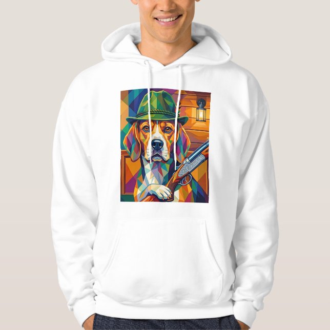 Beagle Jäger Pop Art – Moderner Jagdhund Hoodie (Vorderseite)