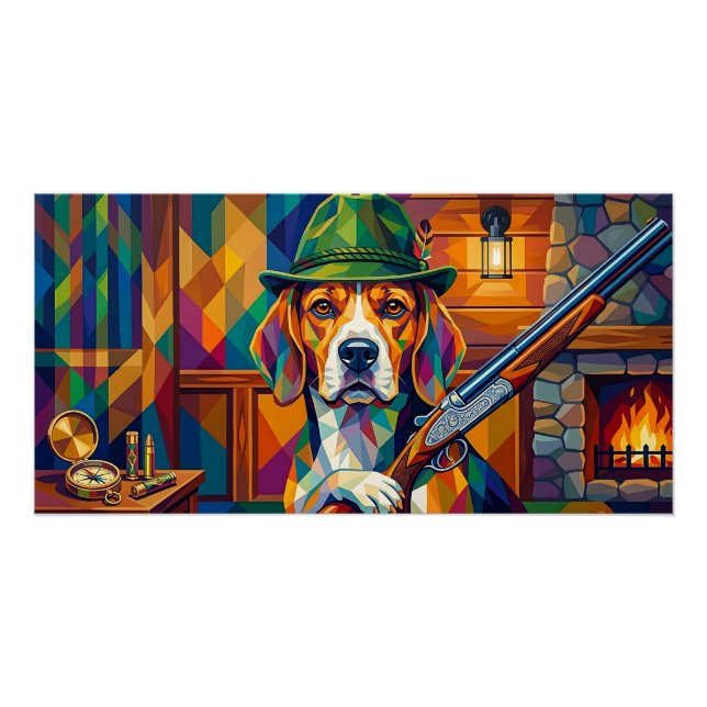 Beagle Jäger Pop Art – Moderner Jagdhund Poster (Vorderseite)