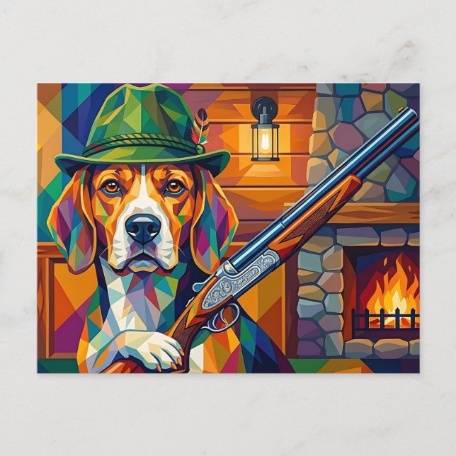 Beagle Jäger Pop Art – Moderner Jagdhund Postkarte (Vorderseite)