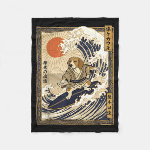 Beagle japanischer Surfer Kanagawa-Welle lustiger Fleecedecke