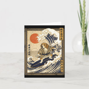 Beagle japanischer Surfer Kanagawa-Welle lustiger Karte