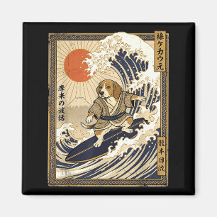 Beagle japanisches Surfen Kanagawa Welle lustig Sa Magnet