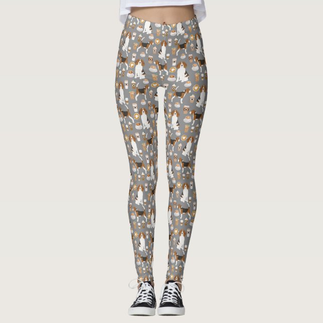 Beagle Kaffee-Leggings Leggings (Vorderseite)